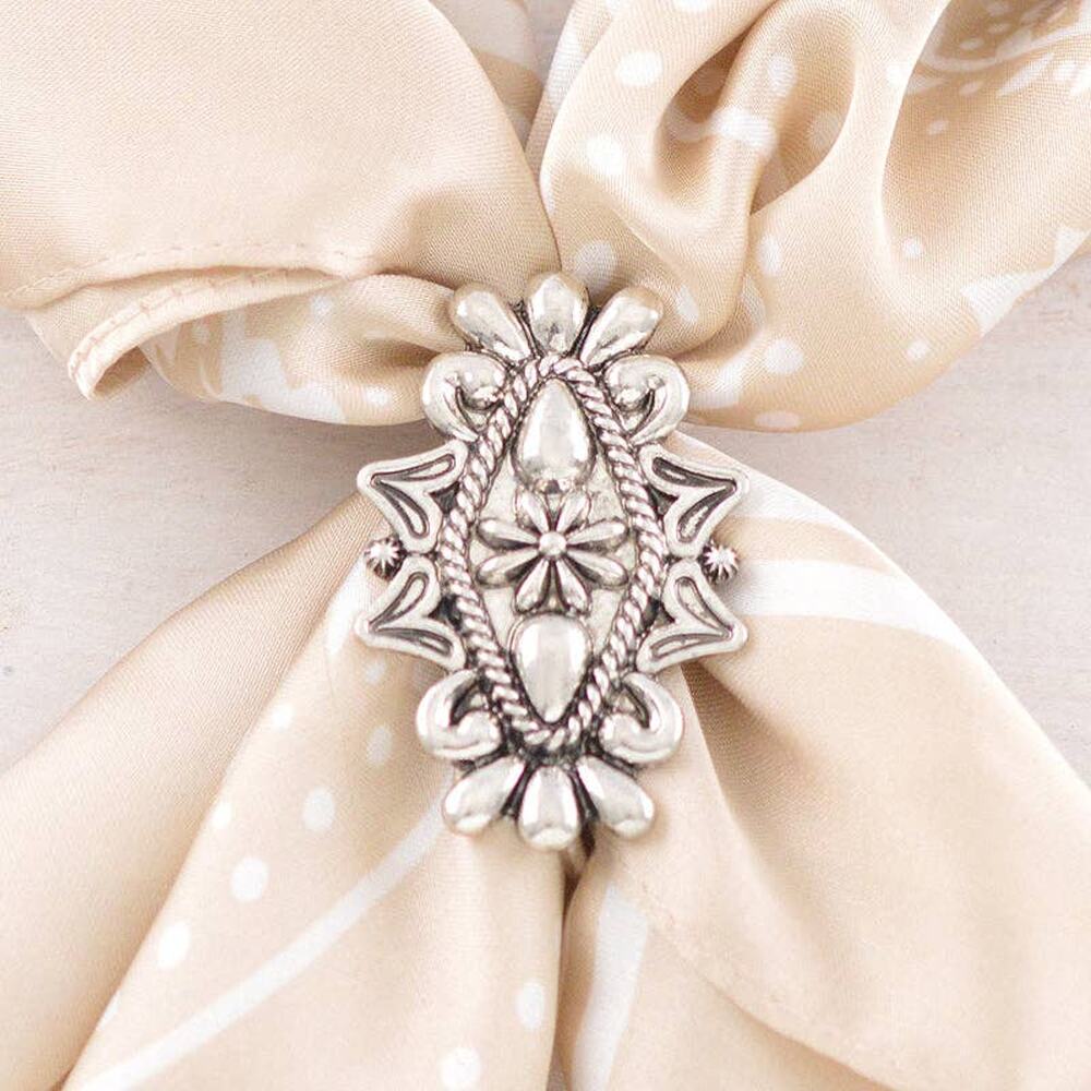 Western Aztec Concho Scarf Slide | Silver | 1.75" x 1.25"